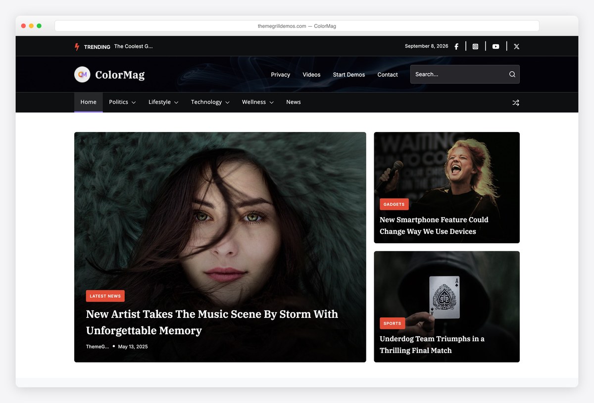 ColorMag free magazine WordPress theme demo