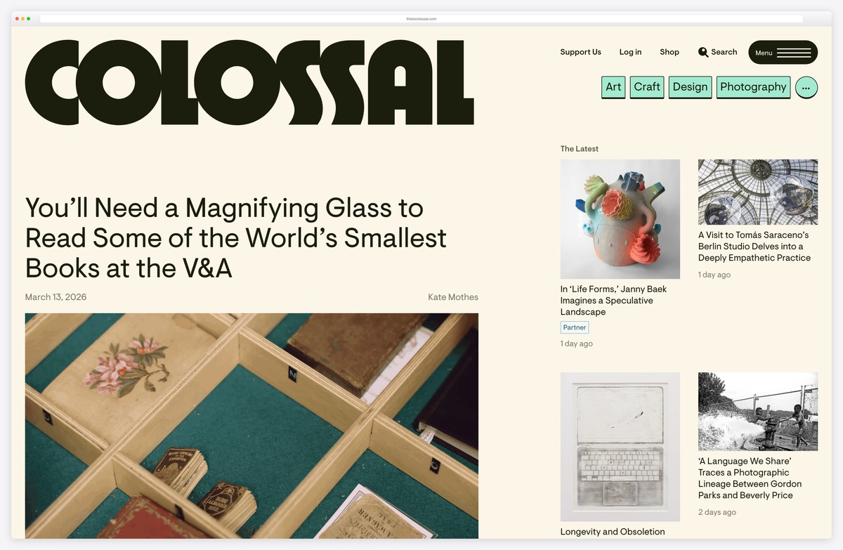 colossal art and visual culture magazine website example