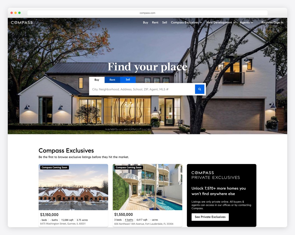 Compass real estate website