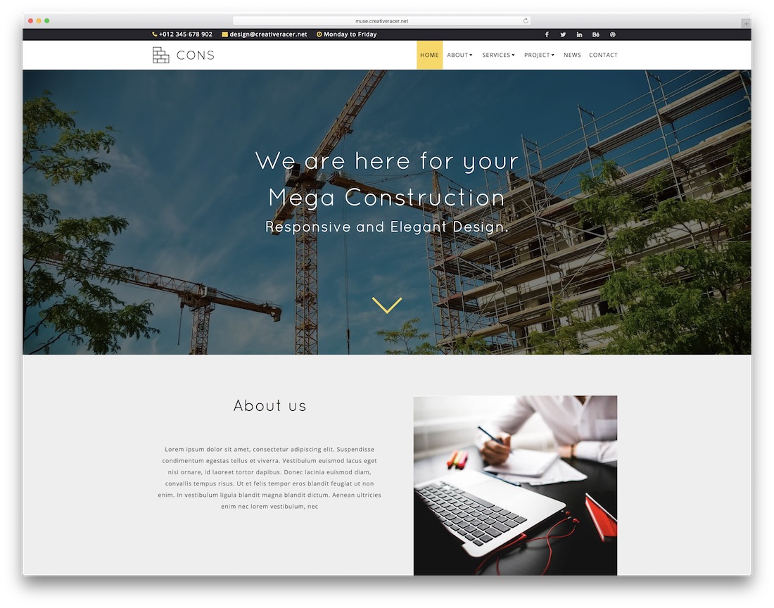 cons corporate adobe muse template