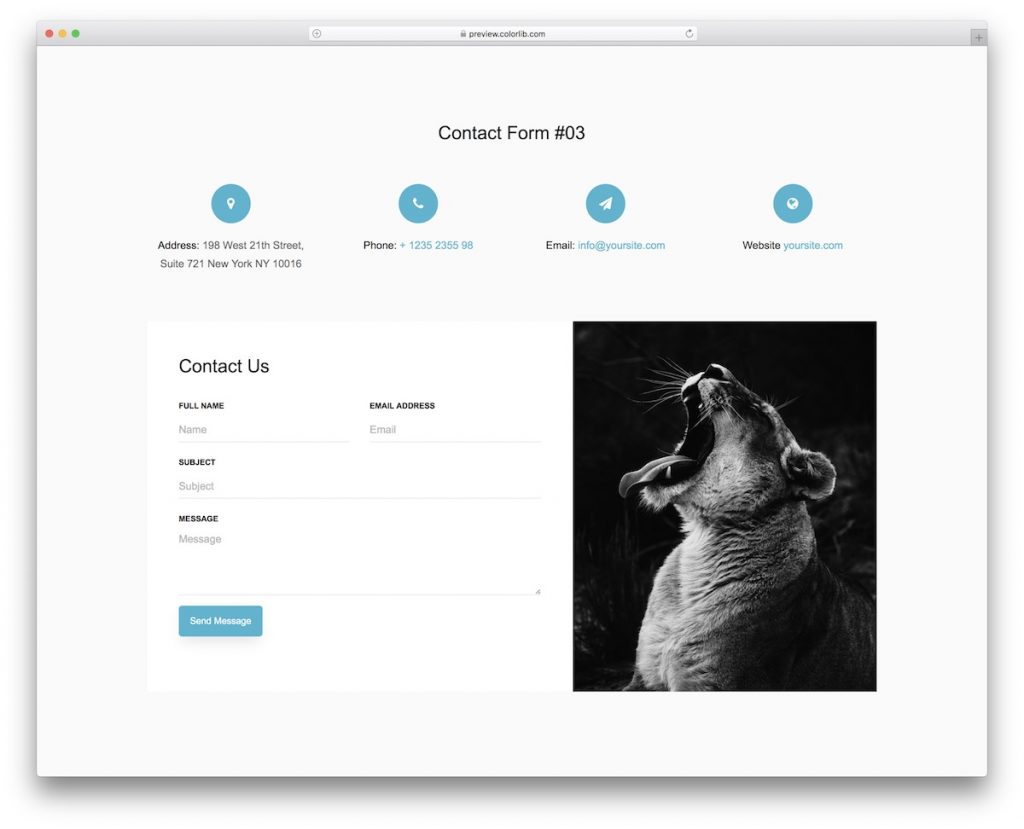 Template Colorlib Address Contact Form V03 - Free Modern Contact Form Template 2026 - Colorlib