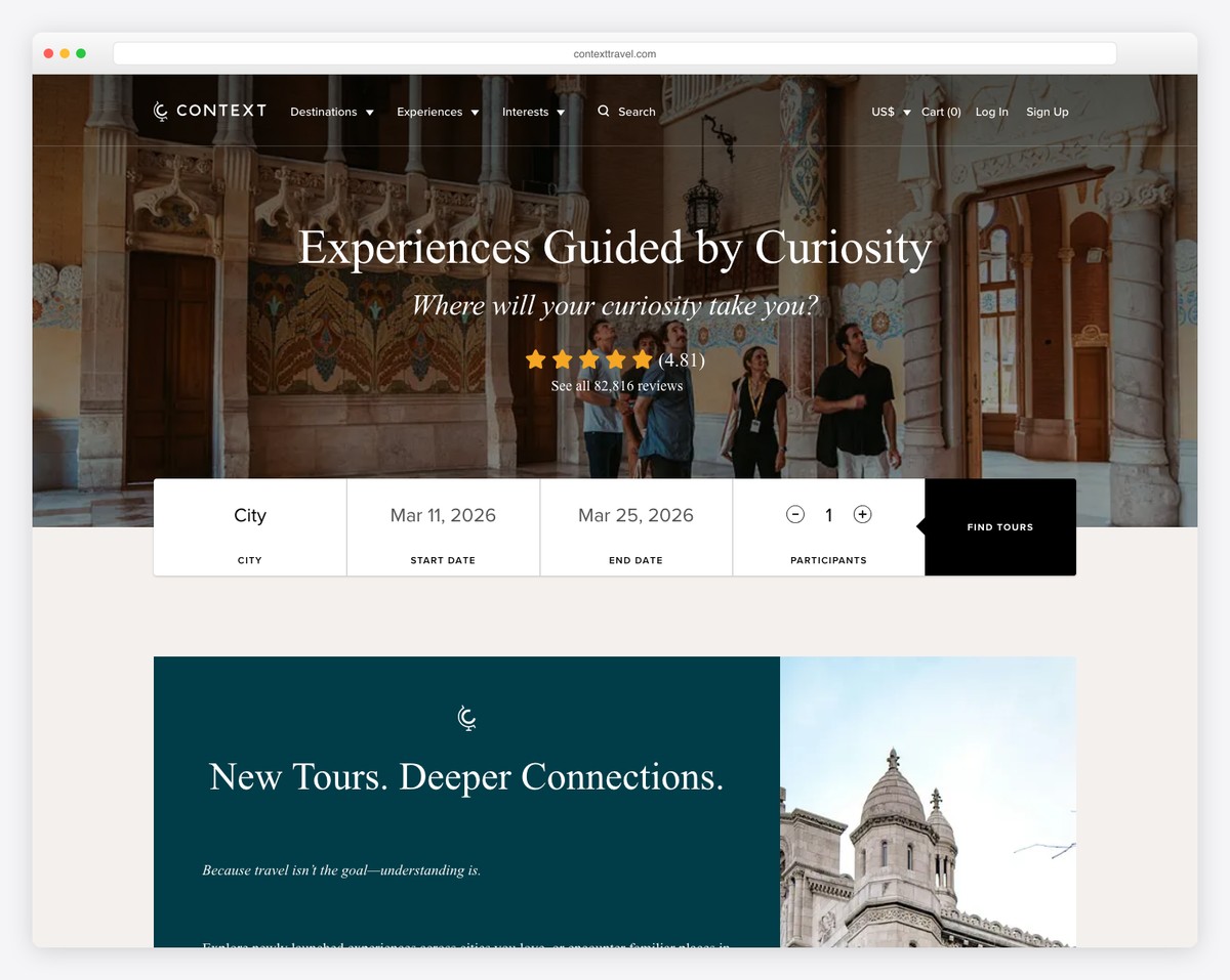 context travel website example