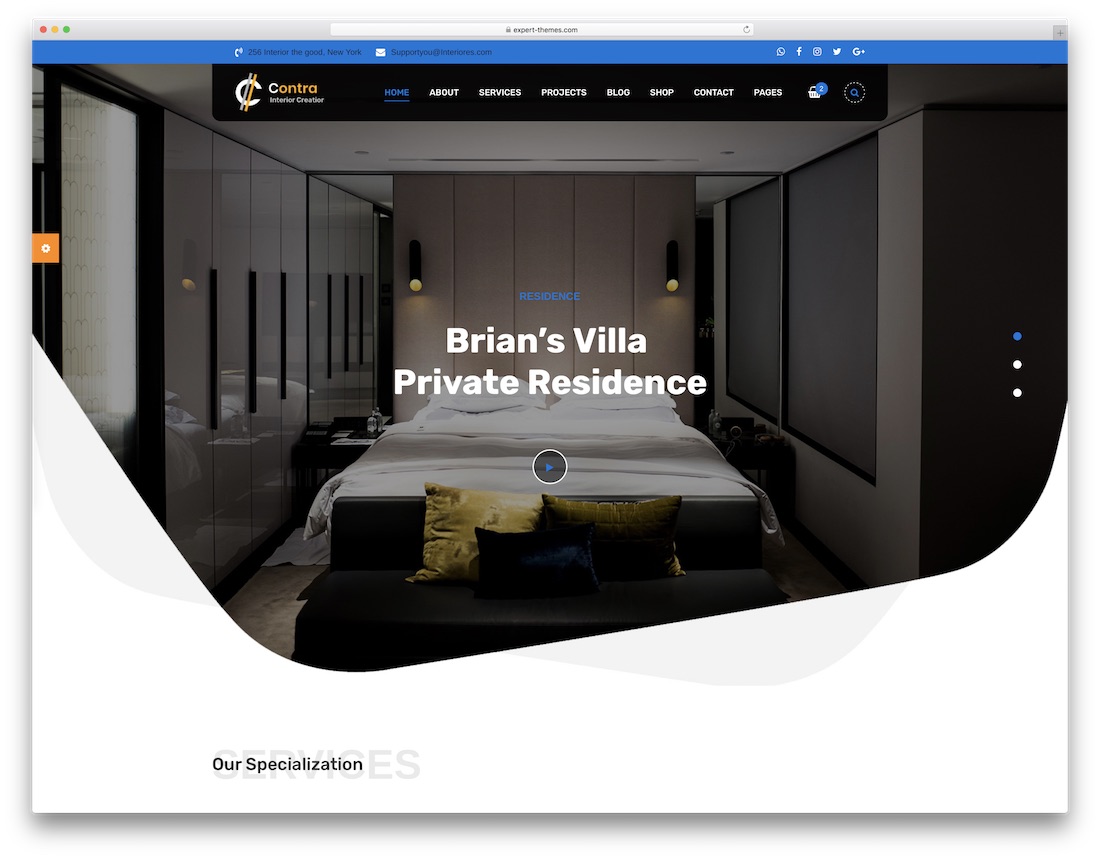 contra interior design website template