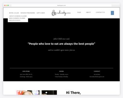 Cooking class website examples