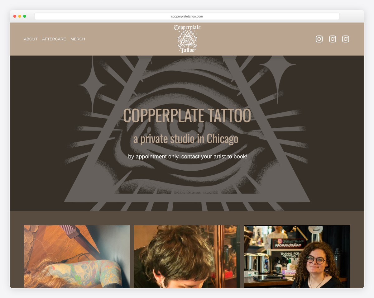 copperplate tattoo website example