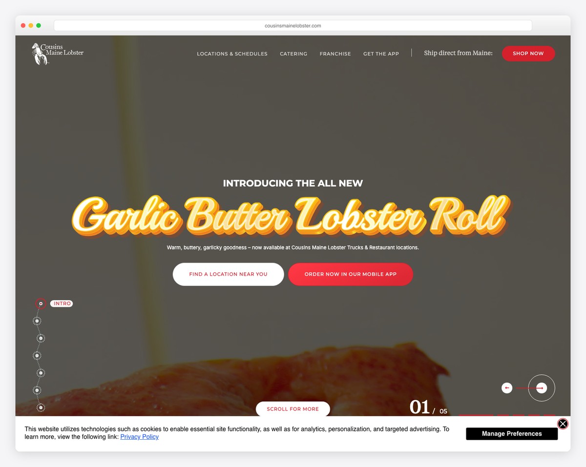 cousins maine lobster food truck website example