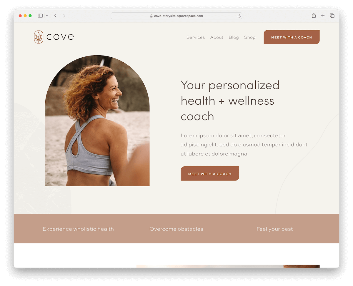 cove squarespace fitness template