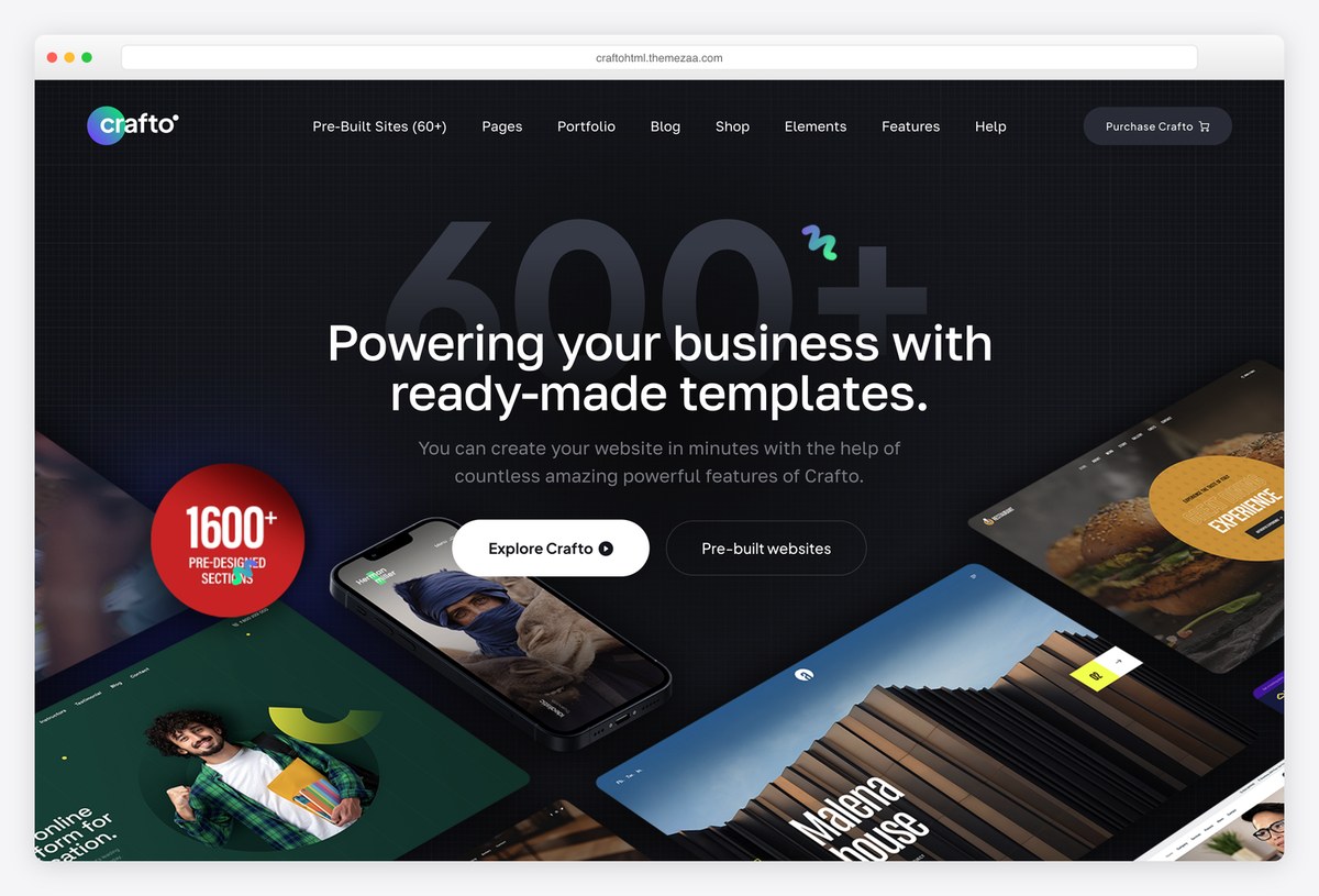 Crafto interactive website template demo