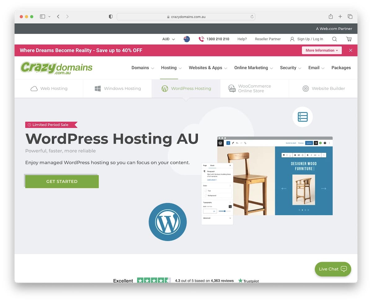 crazy domains wordpress hosting in australia