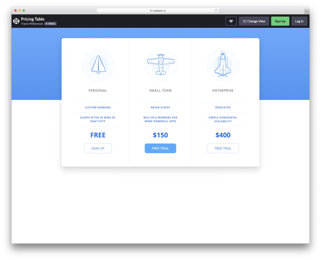 creative pricing tables