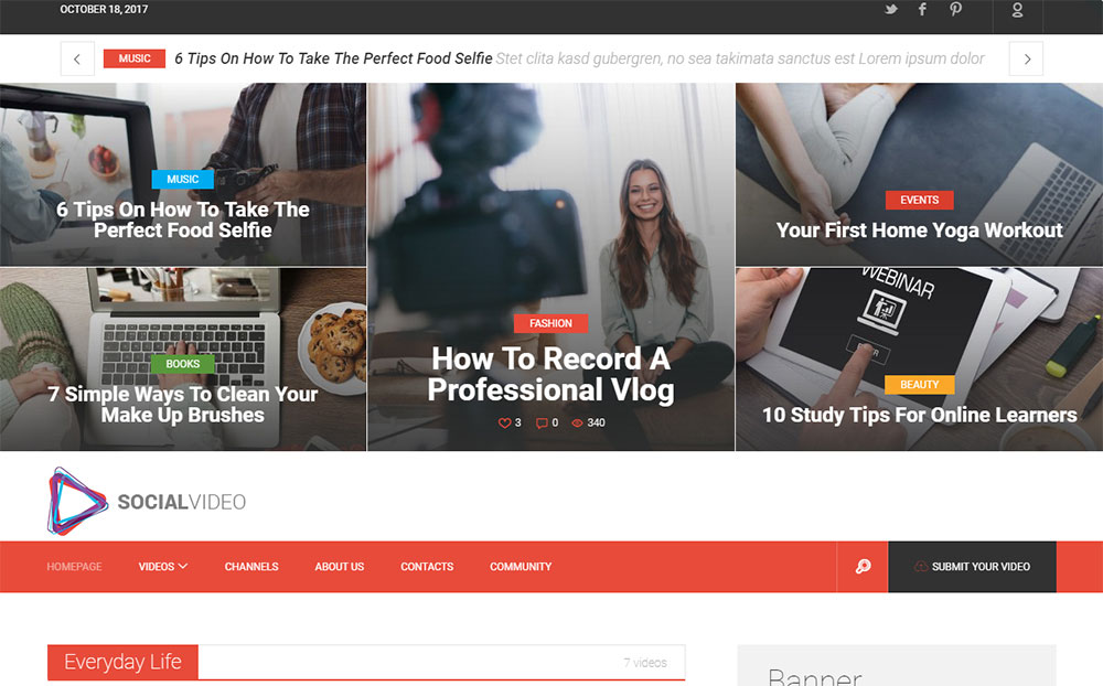 SocialVideo - Viral Youtube And Vimeo Video Magazine WordPress Theme