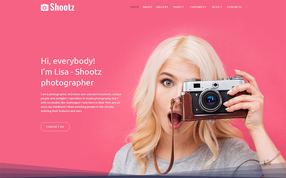 Shootz - Photographer Portfolio WordPress Theme