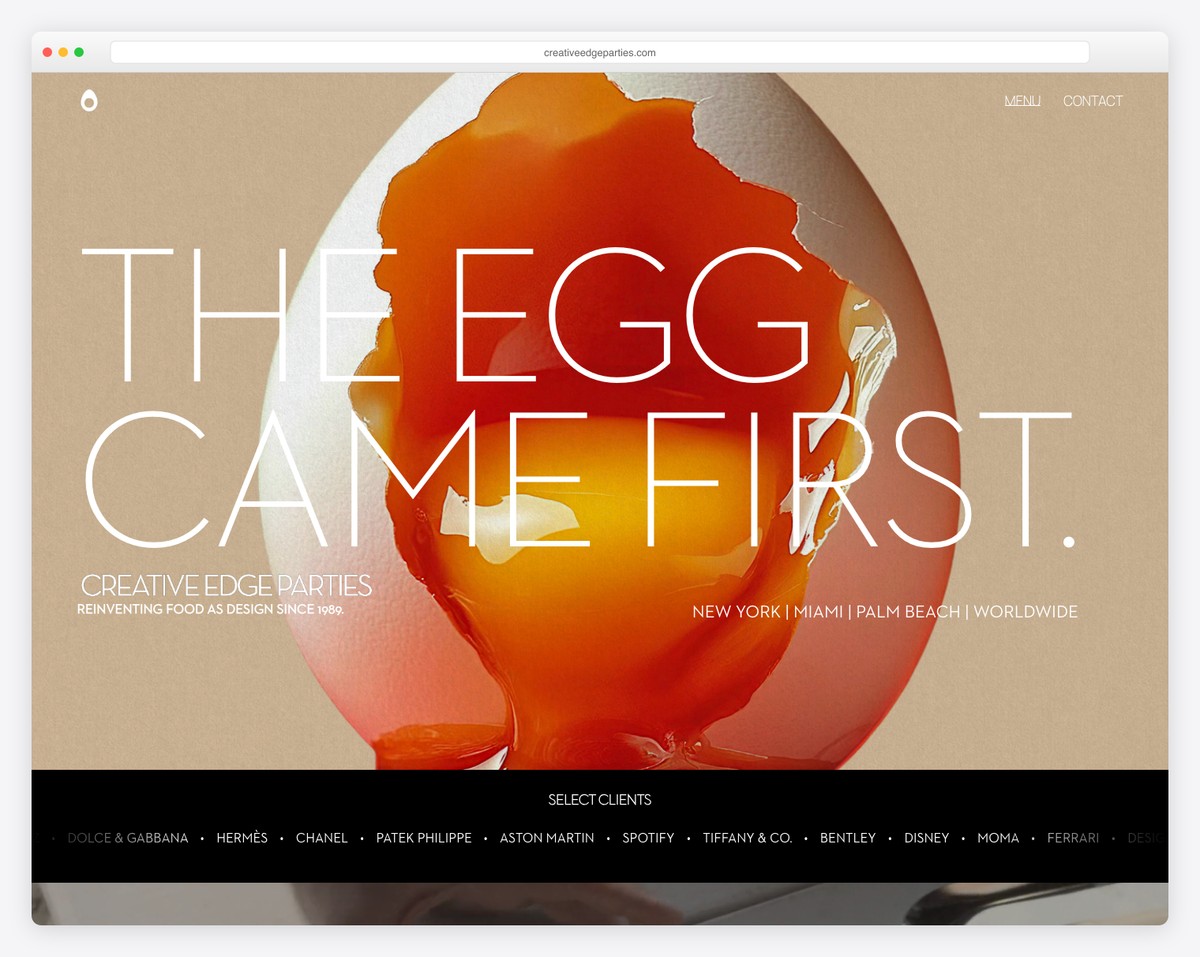 creative edge parties website example