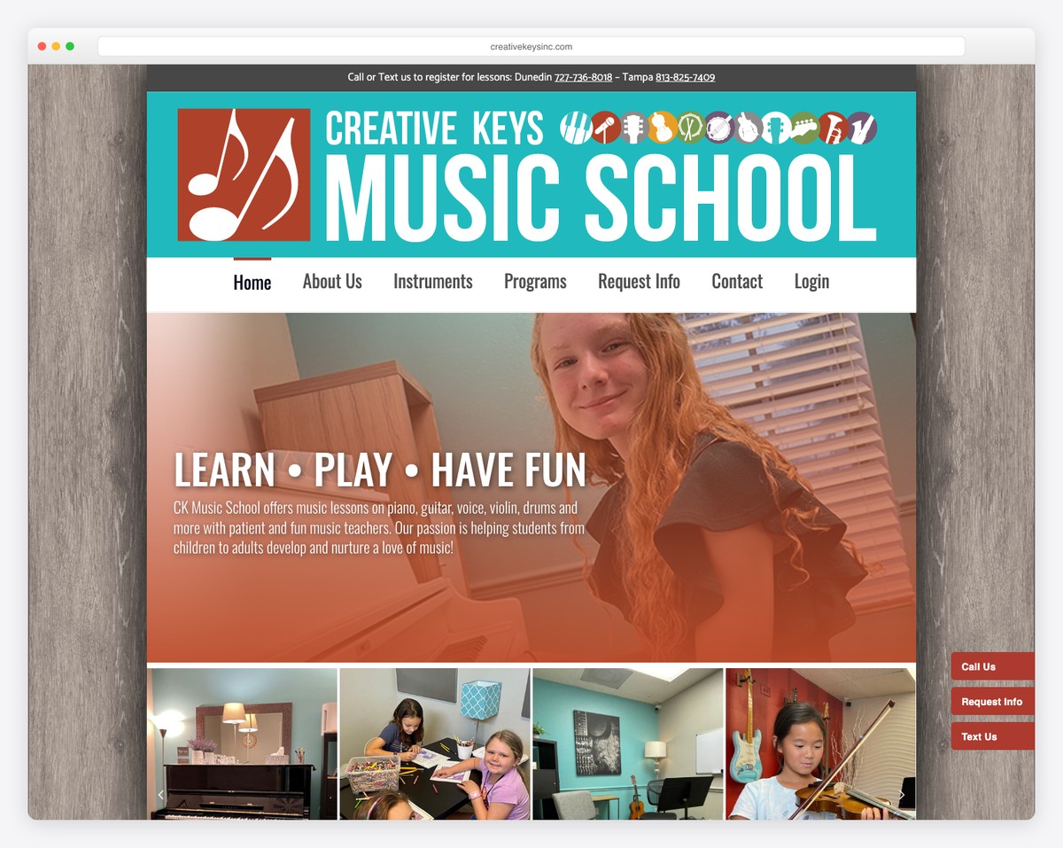 creative keys music school website example