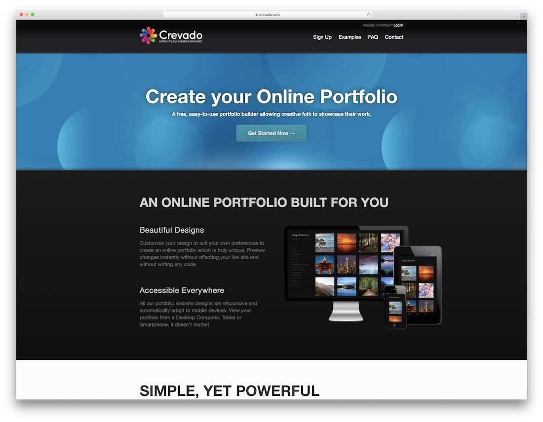 crevado free portfolio website builder
