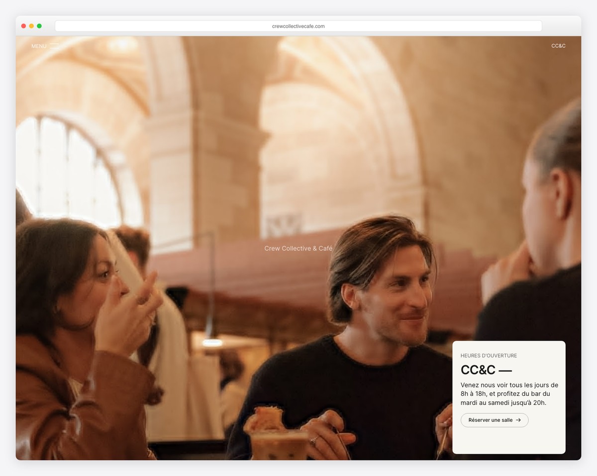 crew collective & cafe website example