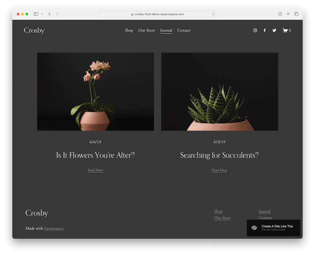 crosby squarespace blog template