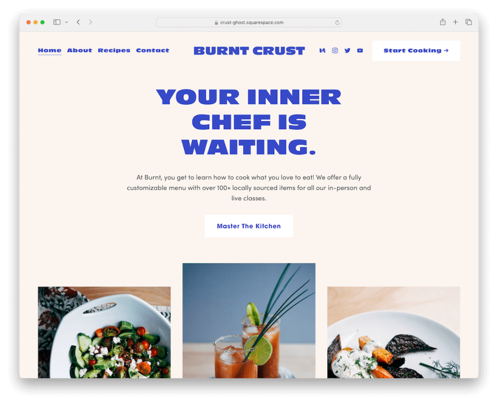 crust squarespace food and drink template