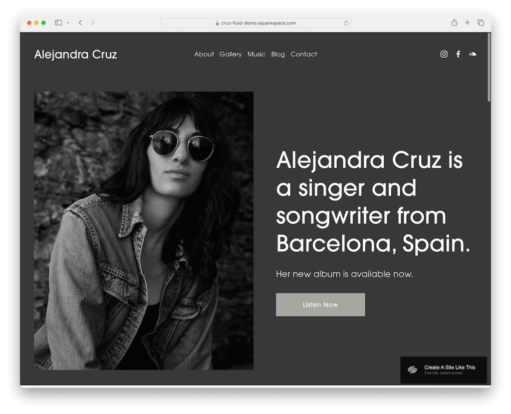 cruz squarespace musician template