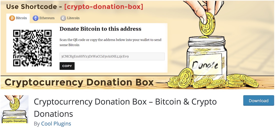 cryptocurrency donation box