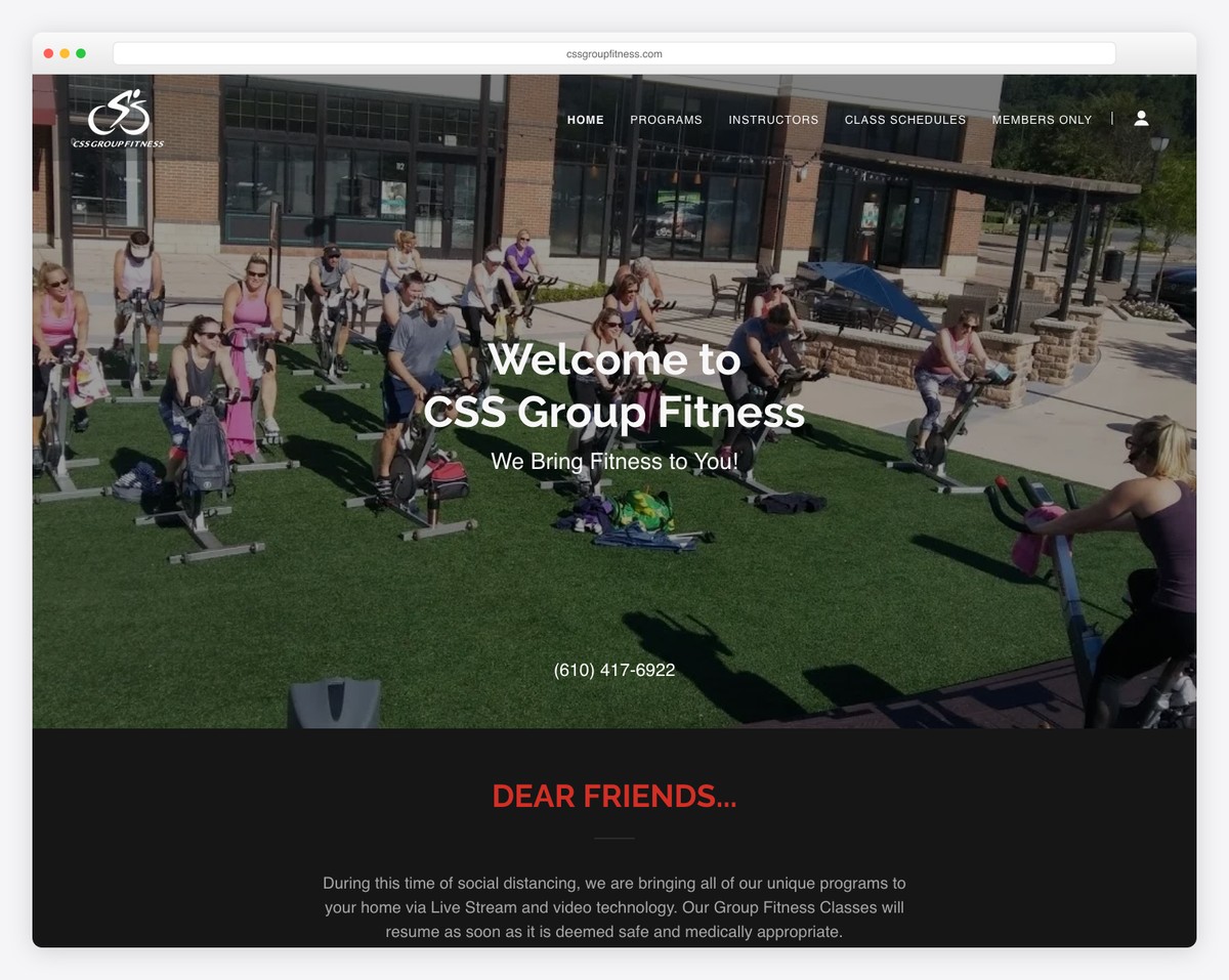 css group fitness godaddy website example