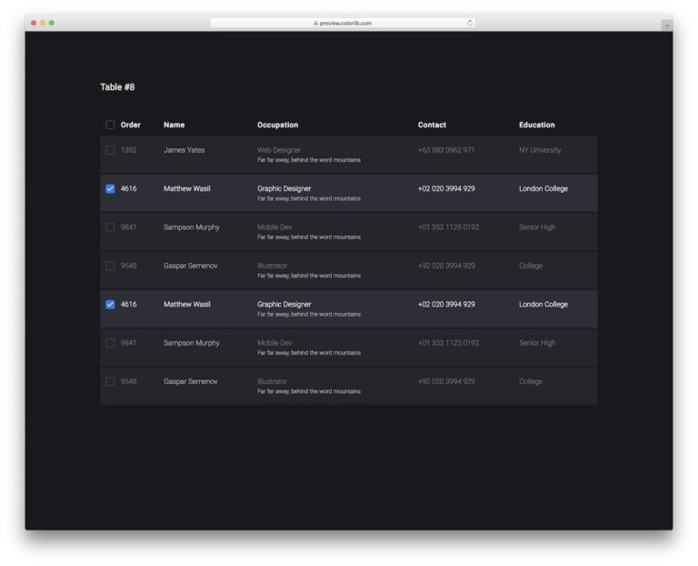 30 Best Free HTML/CSS Table Templates Templates 2026 - Colorlib