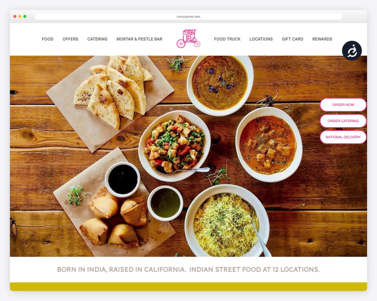 curry up now food truck website example