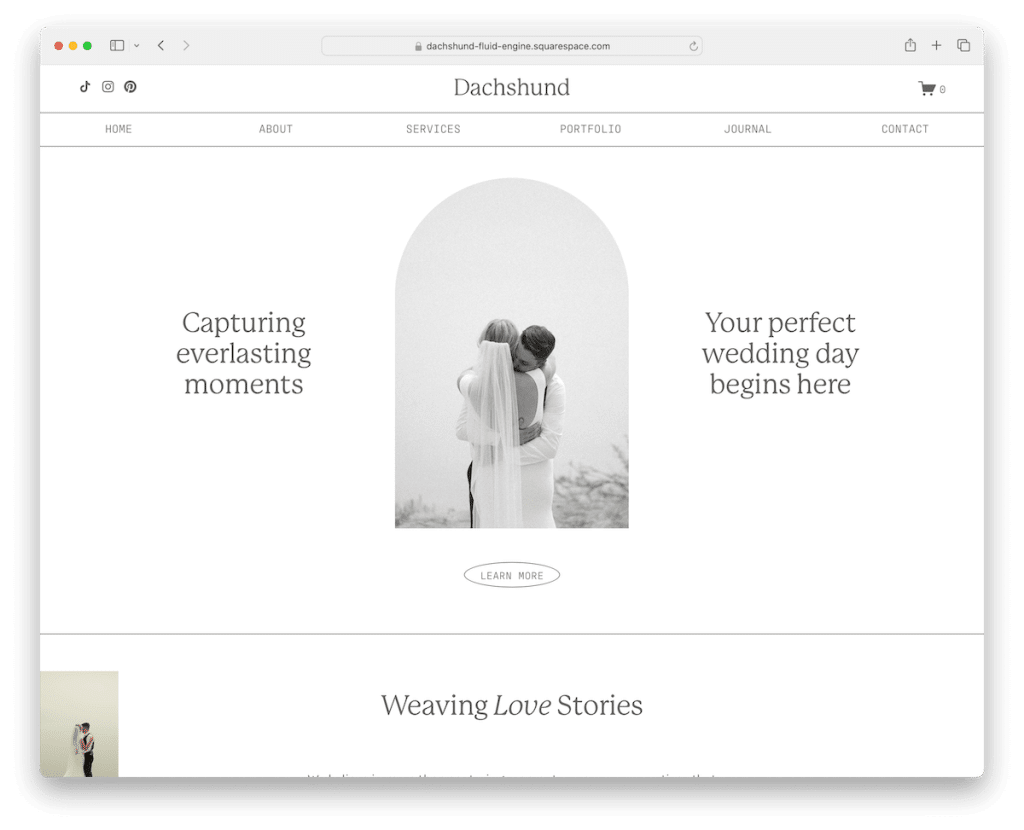 dachshund squarespace wedding photographer template