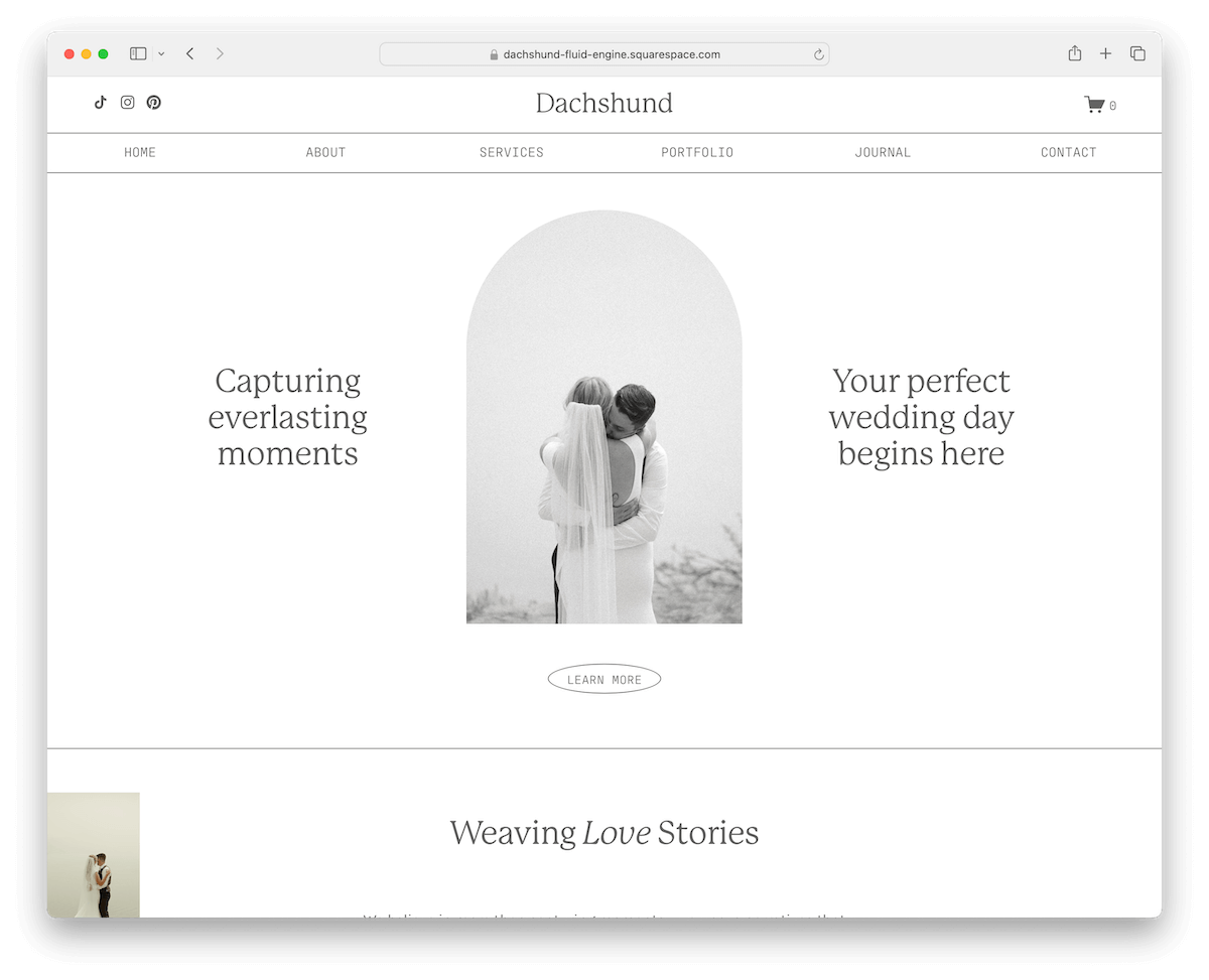 dachshund squarespace wedding photographer template