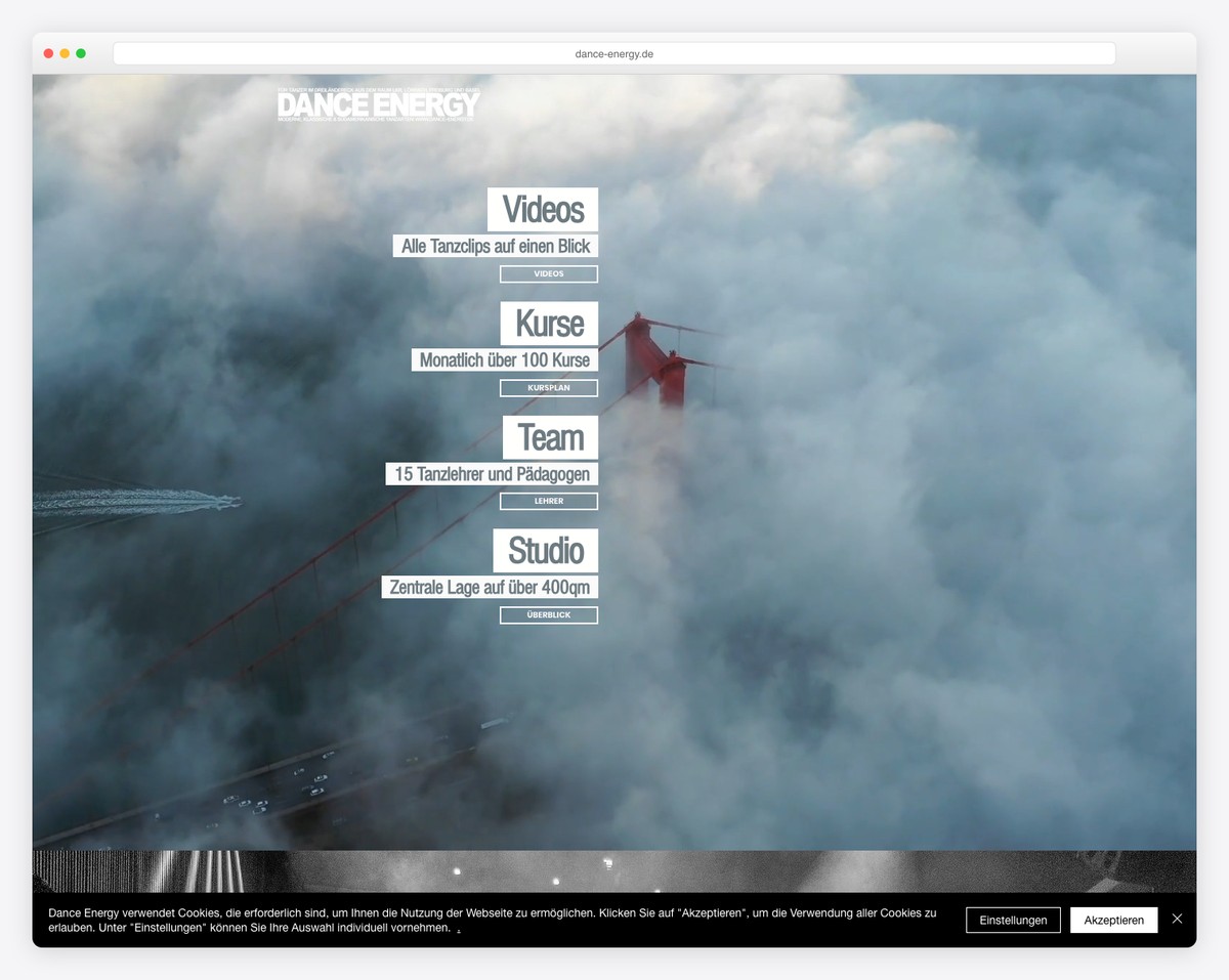 dance energy studio website example