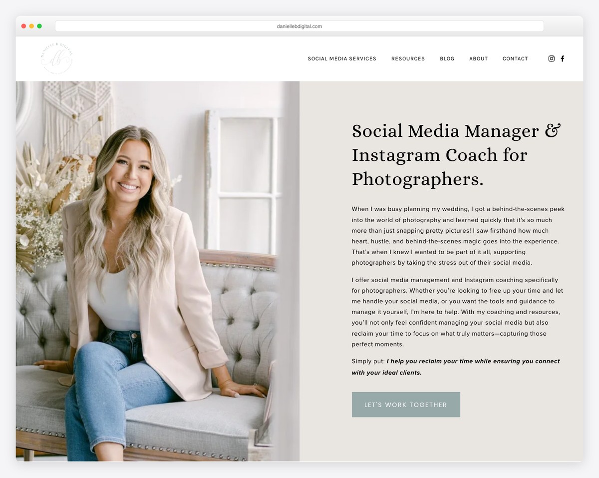 danielle b digital website example