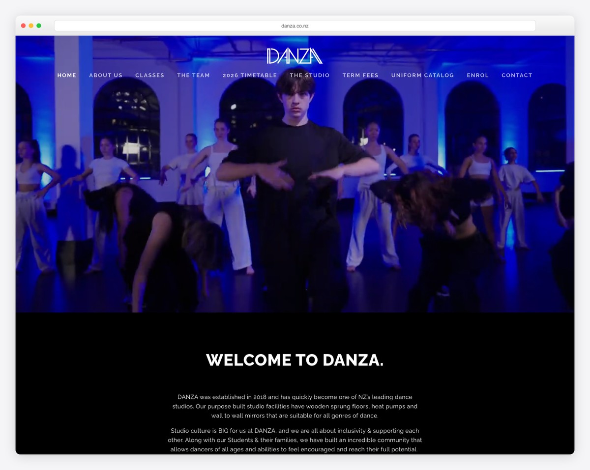 danza dance studios website example