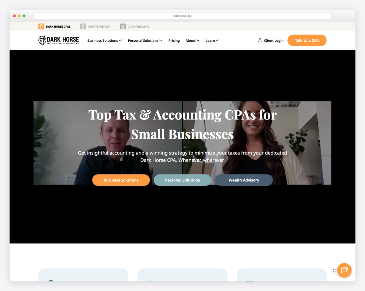 dark horse cpas website example
