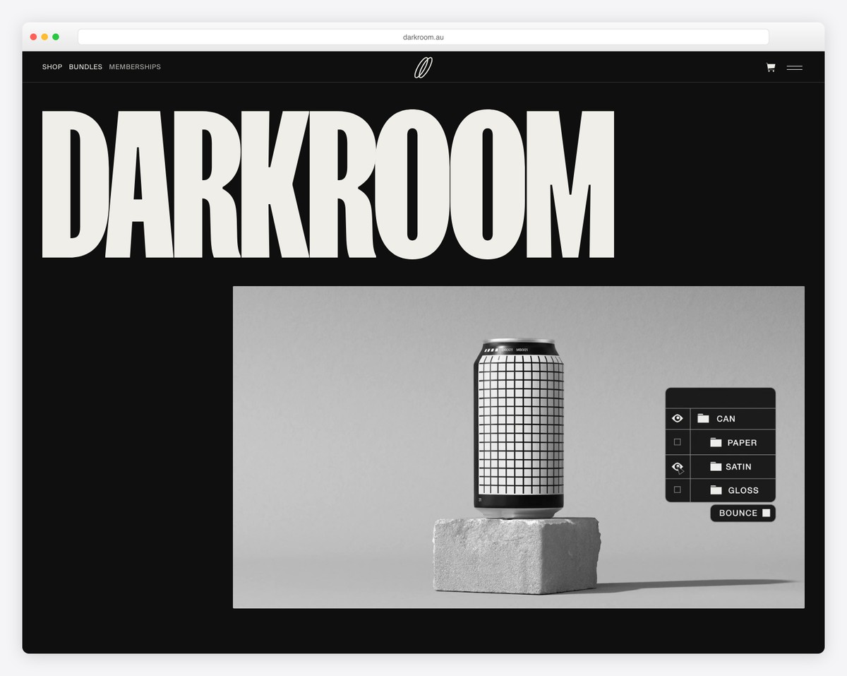 darkroom - ecommerce website that uses creative and black design
