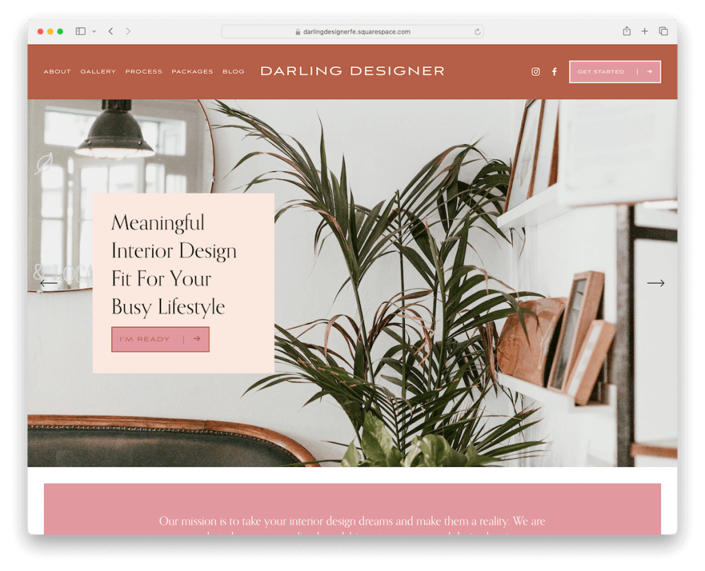 darling designer squarespace interior design template