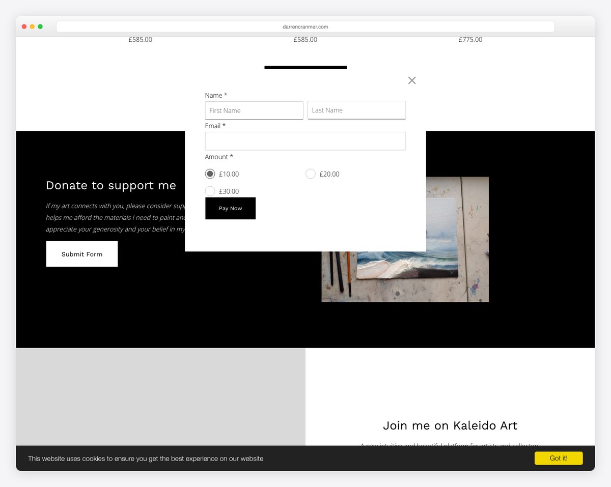 darren cranmer artist portfolio website