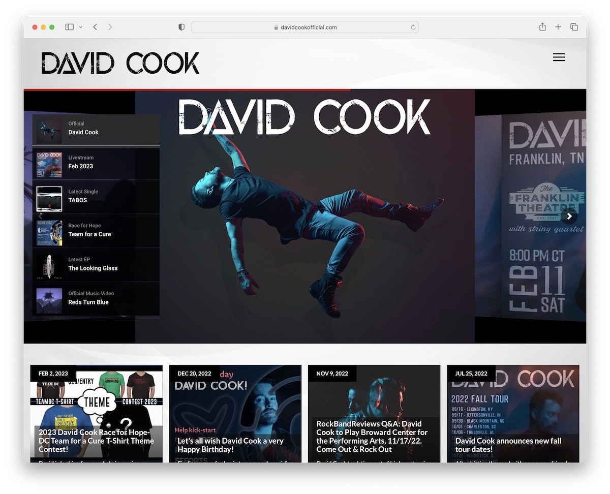david cook singer website