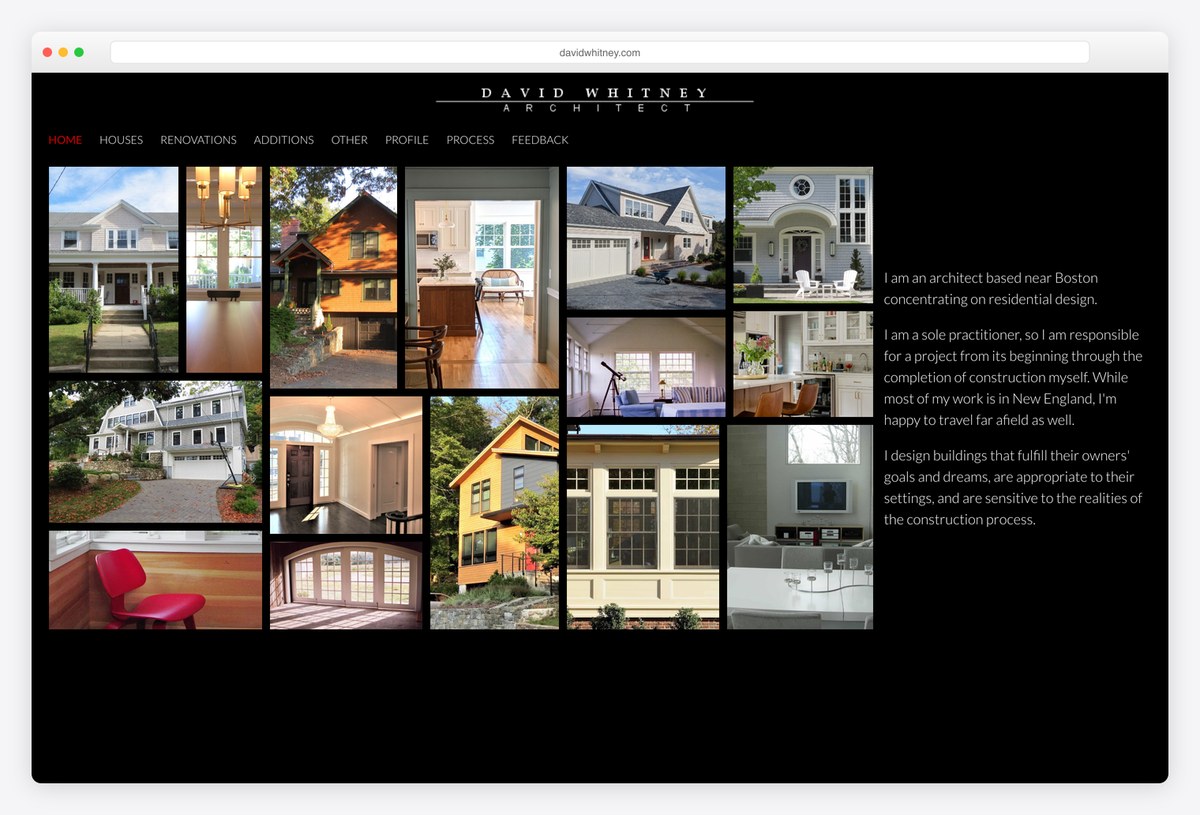 David Whitney architecture portfolio website