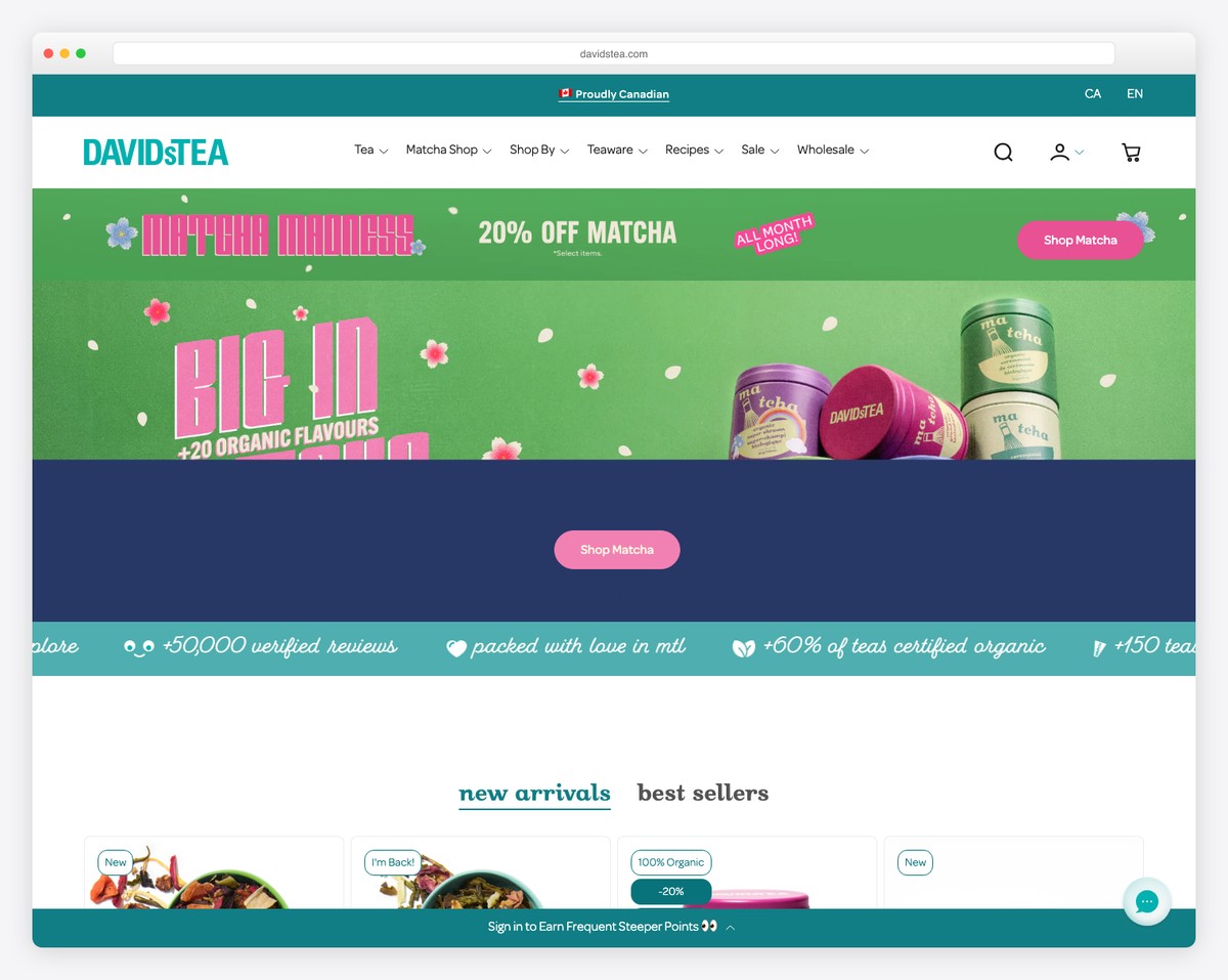 davidstea website example