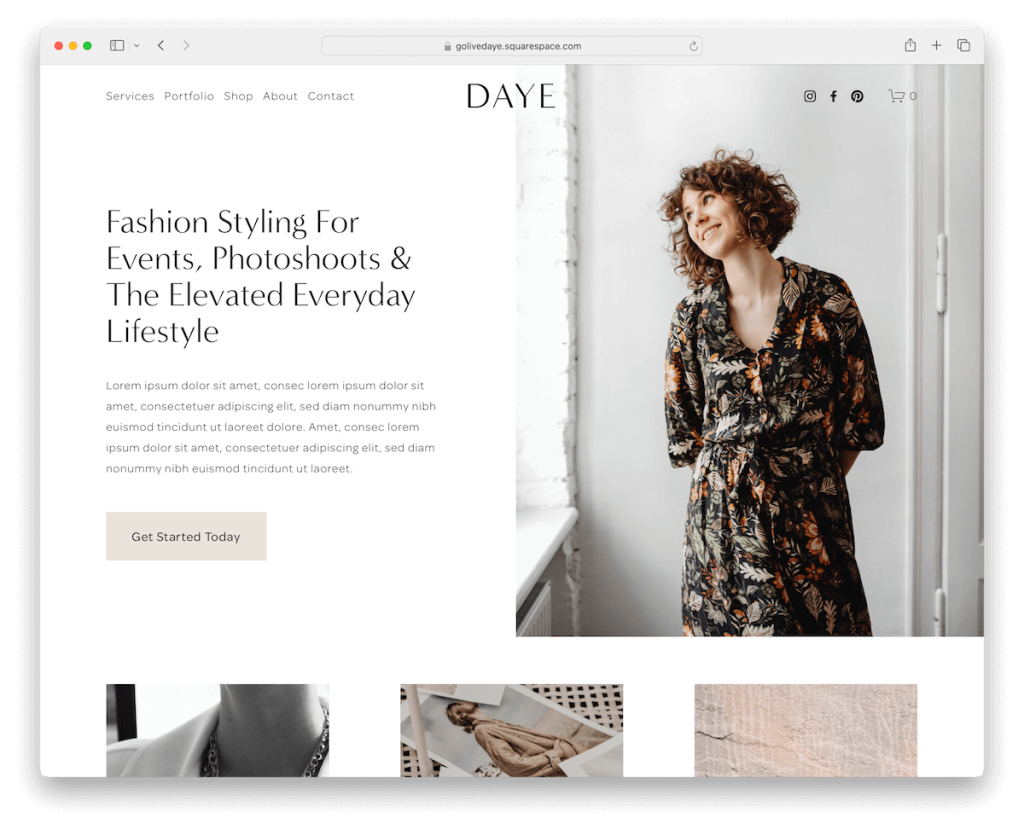 daye squarespace fashion template