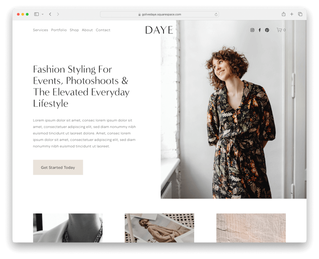 daye squarespace influencer template