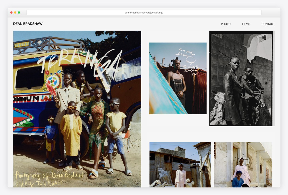 Dean Bradshaw's Teranga project page for Blanc Magazine