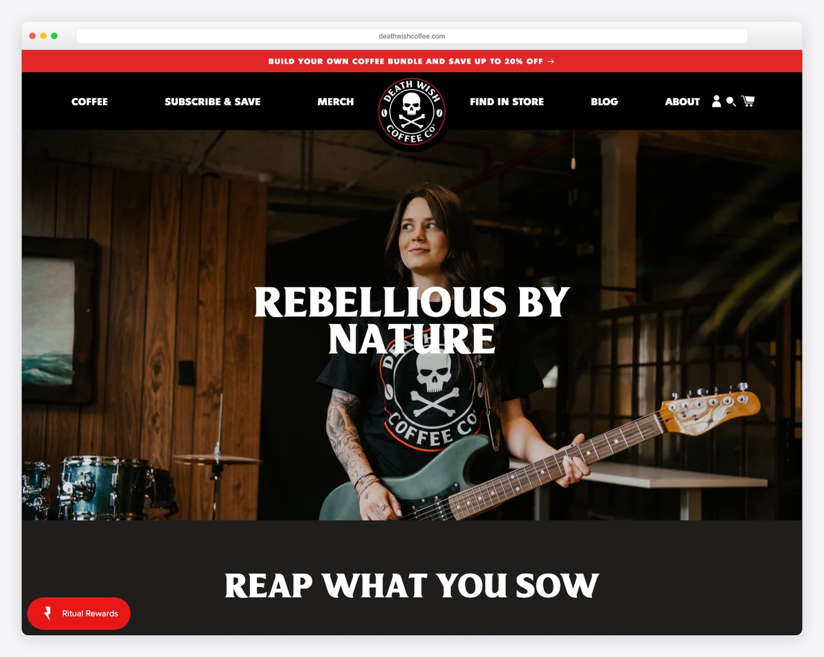 death wish coffee about page example