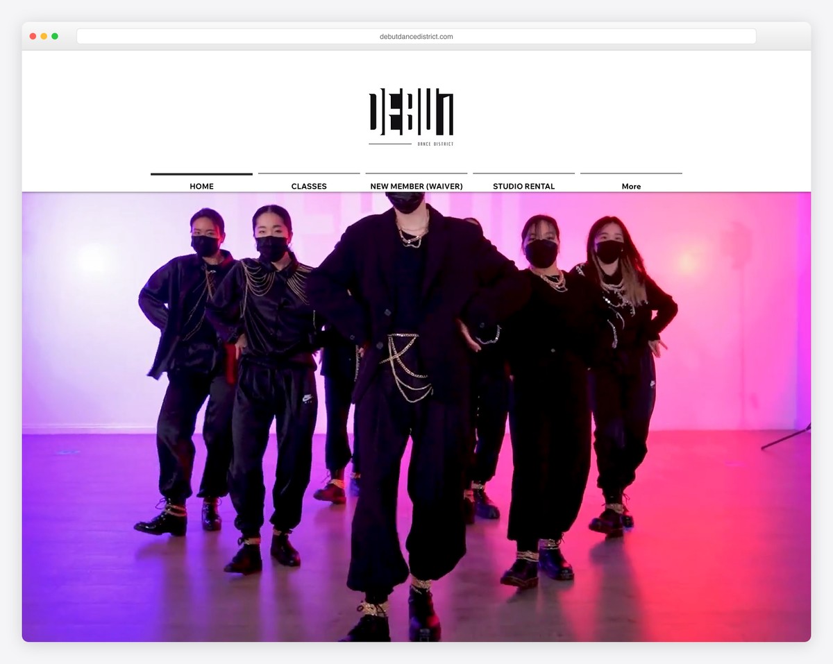 debut dance district website example