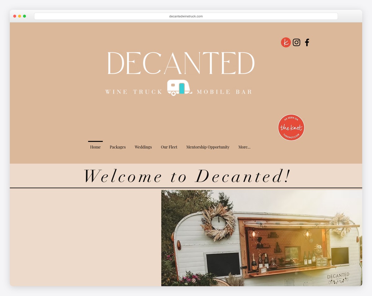 decanted wine truck website example