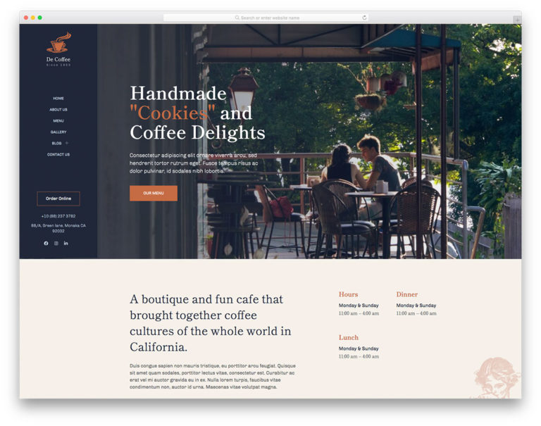 DeCoffee website template screenshot