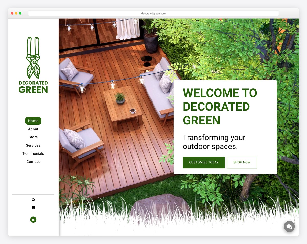 decorated green plant shop site123 website example