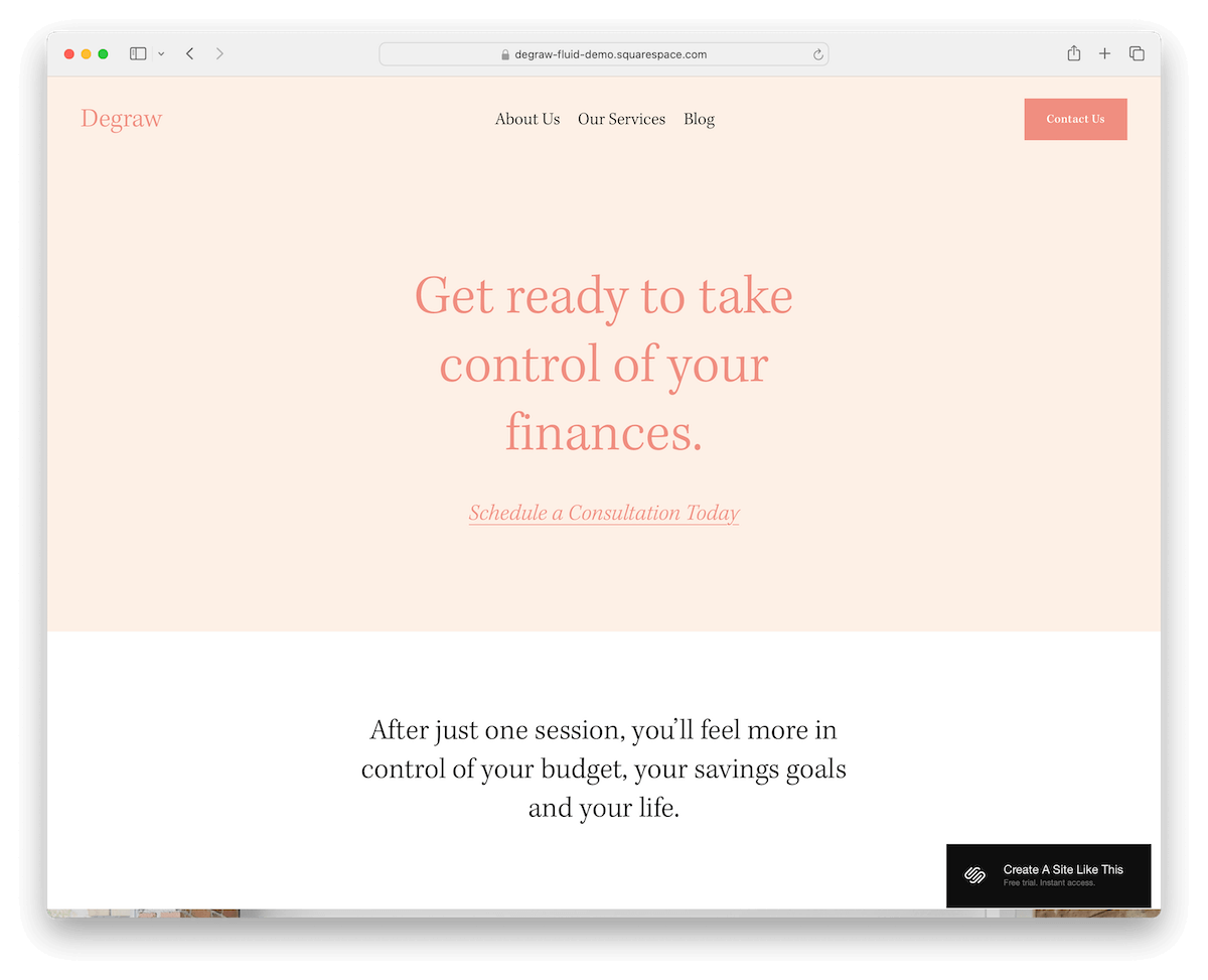 degraw - financial planning sales page for quarespace