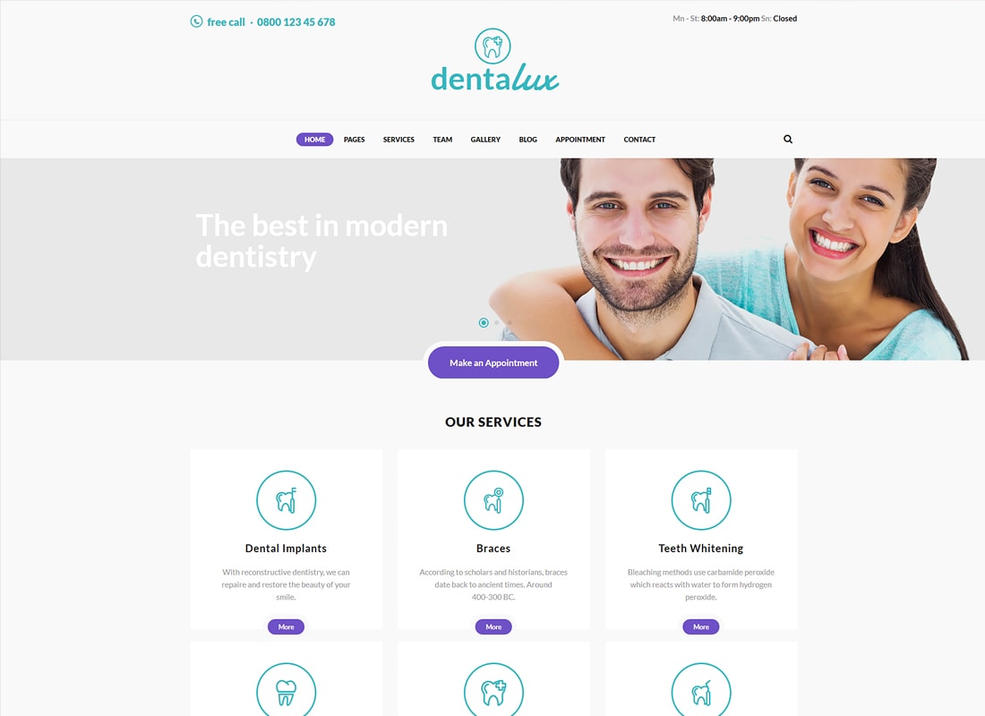 Dentalux | Dentist & Healthcare Site Template