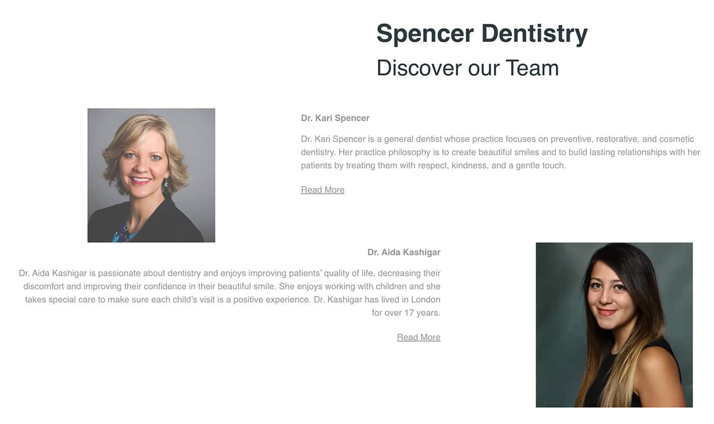Dental website about us section